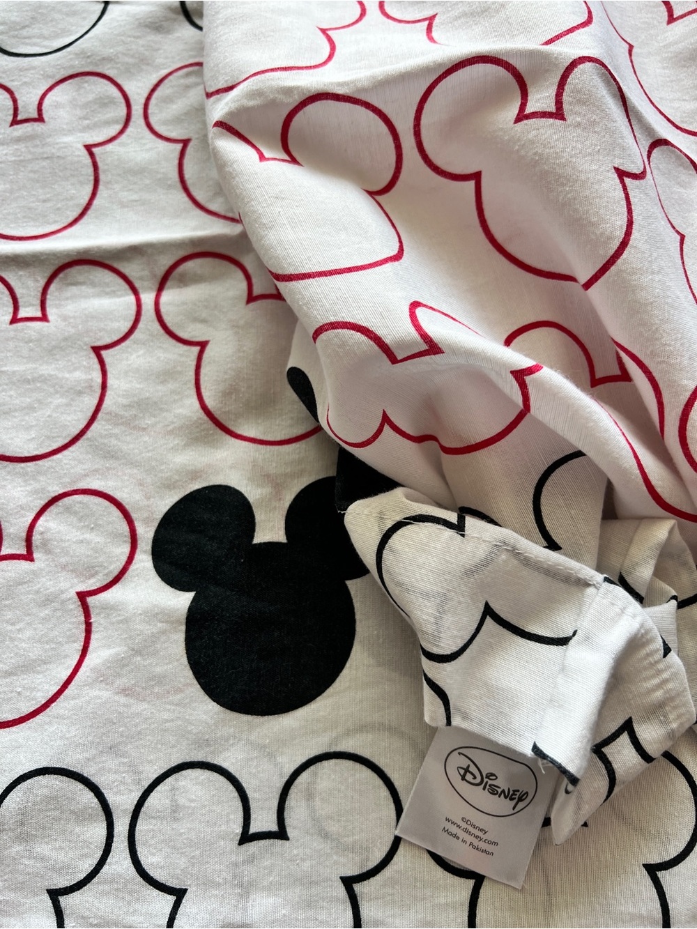 DISNEY HOME Pillow Case Standard Mickey Mouse Red White Black